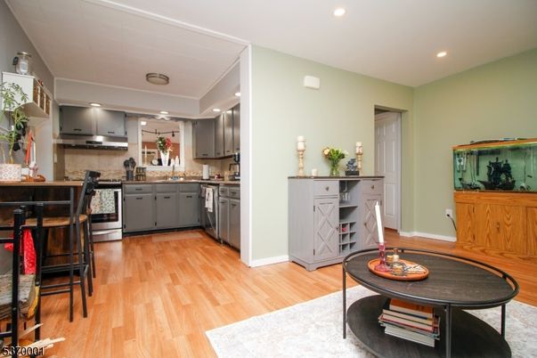 Interior, Kitchen, Recessed Lighting, Wood Texture Flooring
