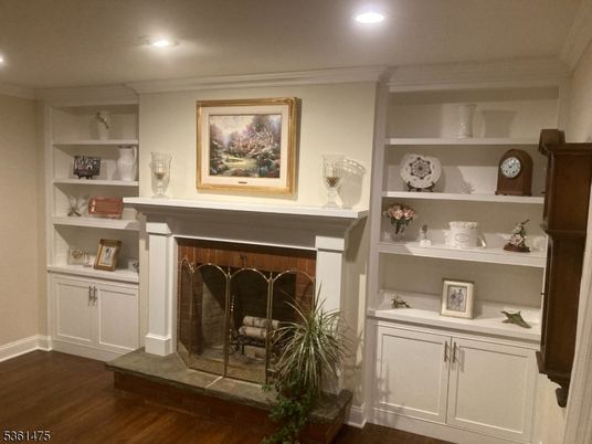 Fireplace, Interior, Recessed Lighting, Wood Texture Flooring