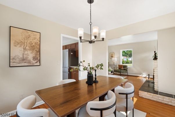 Chandelier, Dining room, Interior, Kitchen, Pendant Lights, Wood Texture Flooring