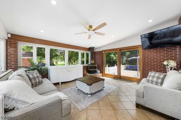 Interior, Living room, Recessed Lighting, Stone Walls