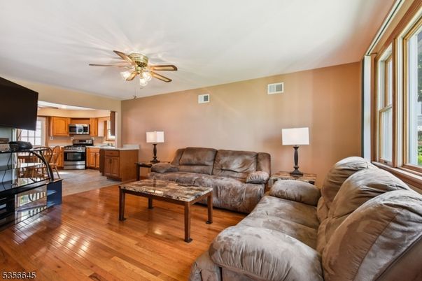 Interior, Kitchen, Living room, Stainless Steel Appliances, Wood Texture Flooring