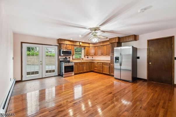 Interior, Kitchen, Stainless Steel Appliances, Wood Texture Flooring