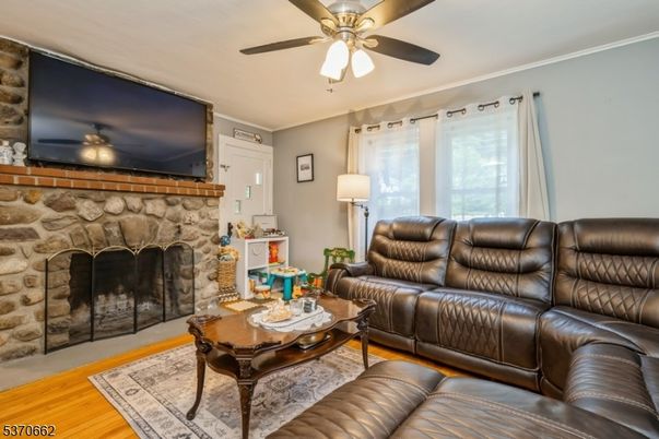 Fireplace, Interior, Living room, Stone Walls, Wood Texture Flooring