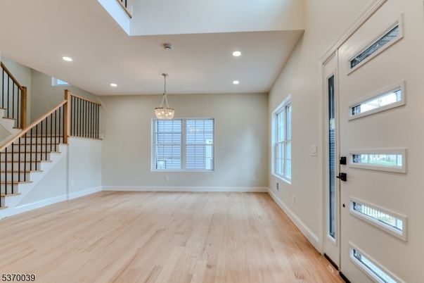 Empty room, Interior, Pendant Lights, Recessed Lighting, Wood Texture Flooring