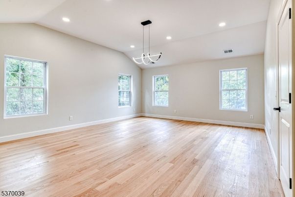 Empty room, Interior, Pendant Lights, Recessed Lighting, Wood Texture Flooring