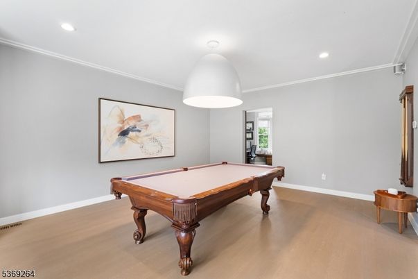 Billiard Table, Game Room, Interior, Recessed Lighting, Wood Texture Flooring