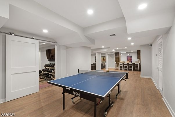 Game Room, Interior, Recessed Lighting, Wood Texture Flooring