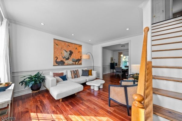 Dining room, Interior, Pendant Lights, Recessed Lighting, Wood Texture Flooring