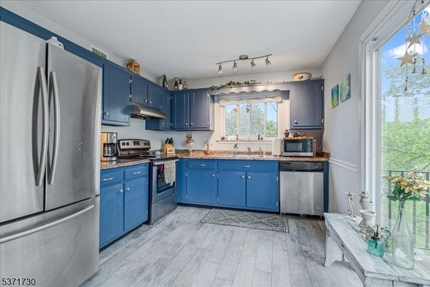 Interior, Kitchen, Stainless Steel Appliances, Wood Texture Flooring