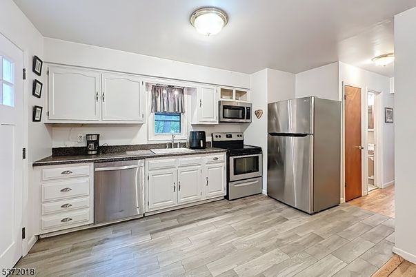 Interior, Kitchen, Stainless Steel Appliances, Wood Texture Flooring