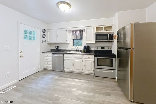 Interior, Kitchen, Stainless Steel Appliances, Wood Texture Flooring