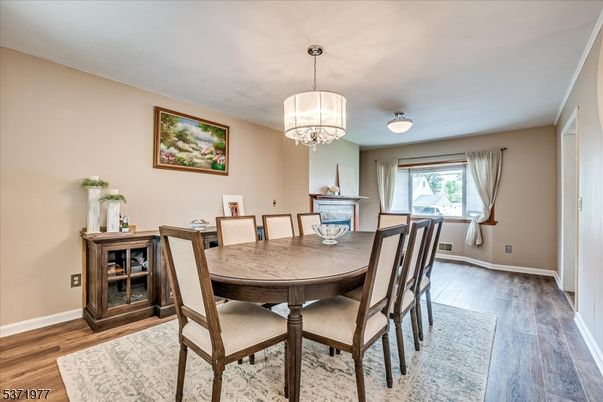 Chandelier, Dining room, Interior, Wood Texture Flooring