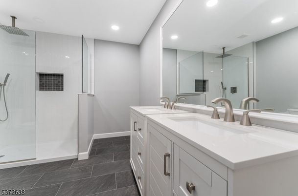 Bathroom, Dual Sink Vanities, Glass Shower, Interior, Recessed Lighting