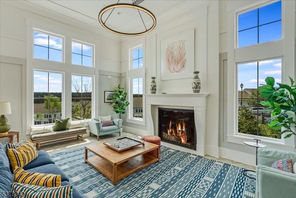 Fireplace, Interior, Living room, Pendant Lights