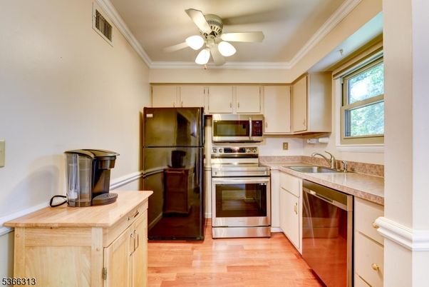 Interior, Kitchen, Stainless Steel Appliances, Wood Texture Flooring