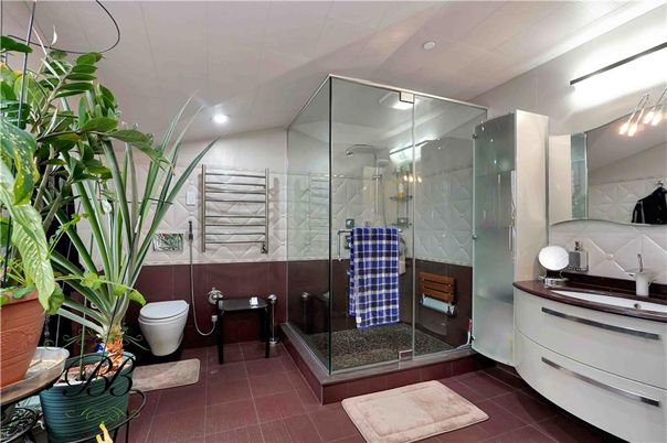 Bathroom, Glass Shower, Interior, Recessed Lighting