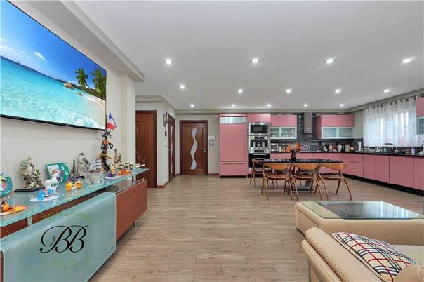 Dining room, Interior, Kitchen, Recessed Lighting, Stainless Steel Appliances, Wood Texture Flooring