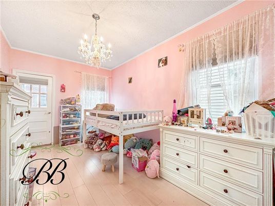 Bedroom, Chandelier, Interior, Wood Texture Flooring
