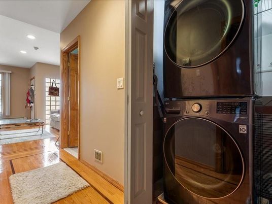 Interior, Recessed Lighting, Utility Closets, Washer, Wood Texture Flooring