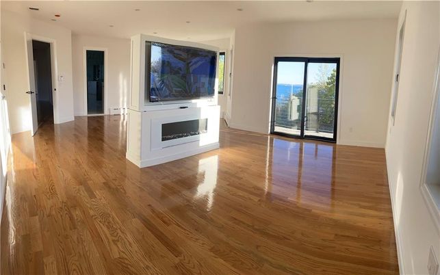 Empty room, Fireplace, Interior, Recessed Lighting, Wood Texture Flooring