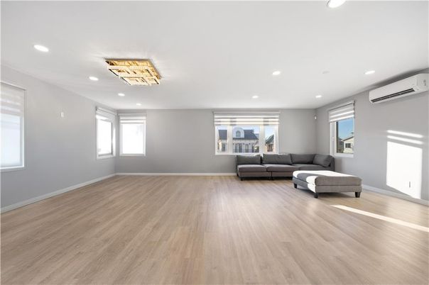 Empty room, Interior, Living room, Recessed Lighting, Wood Texture Flooring