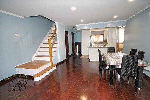 Dining room, Interior, Kitchen, Recessed Lighting, Wood Texture Flooring