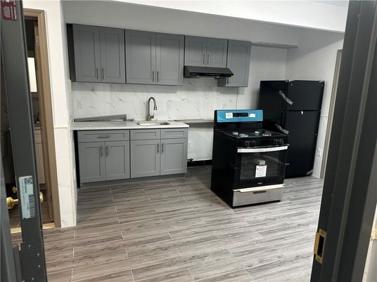 Interior, Kitchen, Marble Walls, Wood Texture Flooring