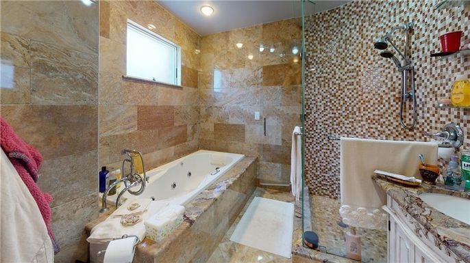 Bathroom, Glass Shower, Interior, Recessed Lighting