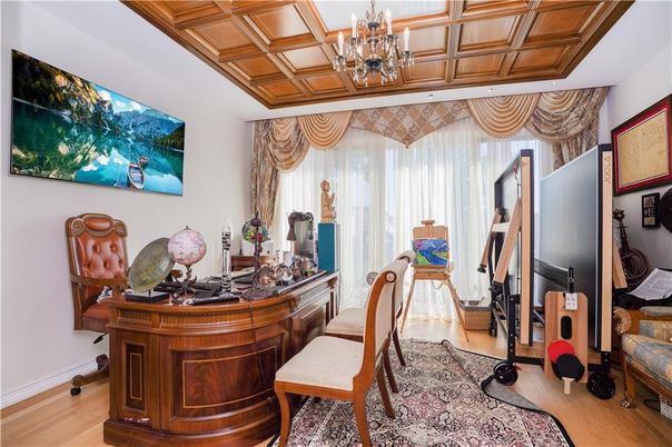 Chandelier, Home Office, Interior, Wood Texture Flooring