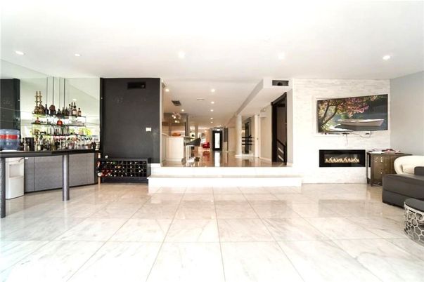 Fireplace, Interior, Marble, Recessed Lighting