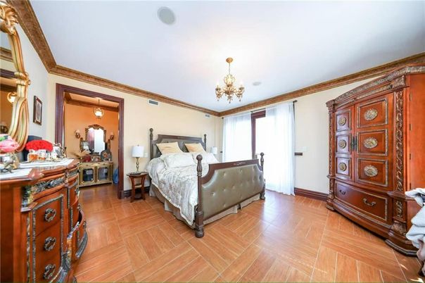 Bedroom, Chandelier, Interior, Wood Texture Flooring