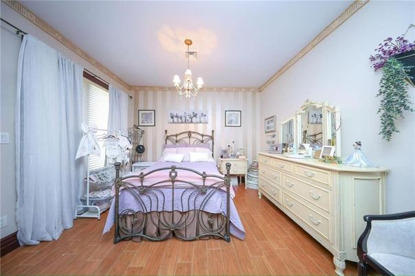 Bedroom, Chandelier, Interior, Wood Texture Flooring