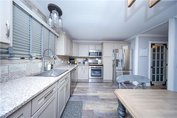 Interior, Kitchen, Stainless Steel Appliances, Wood Texture Flooring