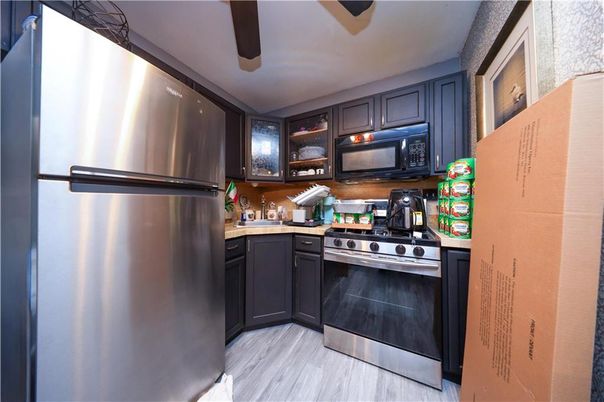 Interior, Kitchen, Stainless Steel Appliances, Wood Texture Flooring