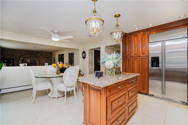 Dining room, Interior, Kitchen, Recessed Lighting, Stainless Steel Appliances, Stone Walls