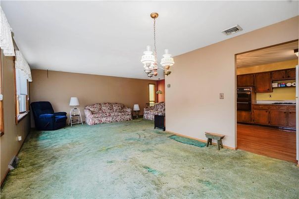 Chandelier, Interior, Kitchen, Stainless Steel Appliances, Wood Texture Flooring