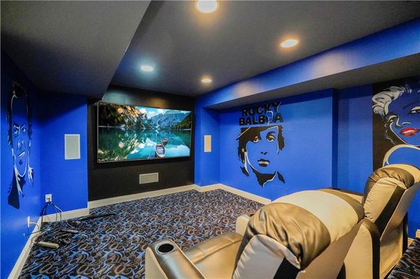 Home Theatre Room, Interior, Projection Screen, Recessed Lighting, Theatre Room