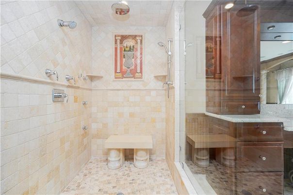 Bathroom, Glass Shower, Interior, Stone Walls