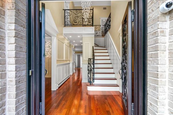 Interior, Recessed Lighting, Stone Walls, Wood Texture Flooring