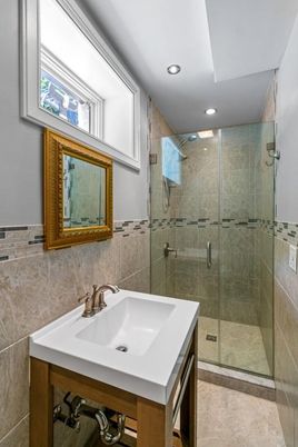 Bathroom, Glass Shower, Interior, Recessed Lighting