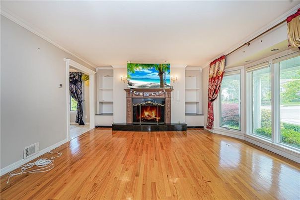 Empty room, Fireplace, Interior, Wood Texture Flooring