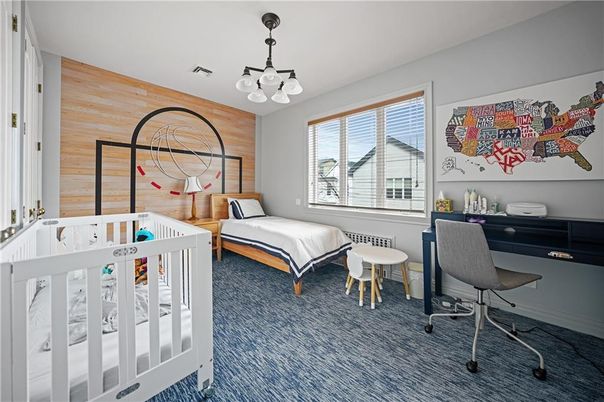 Bedroom, Chandelier, Home Office, Interior, Wooden Walls