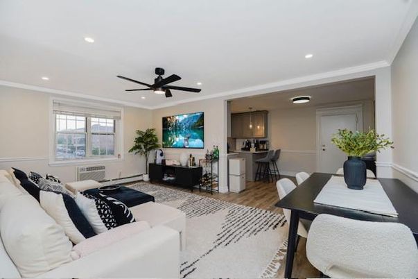 Dining room, Interior, Kitchen, Living room, Pendant Lights, Recessed Lighting, Wood Texture Flooring