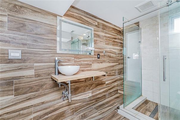 Bathroom, Glass Shower, Interior, Wooden Walls