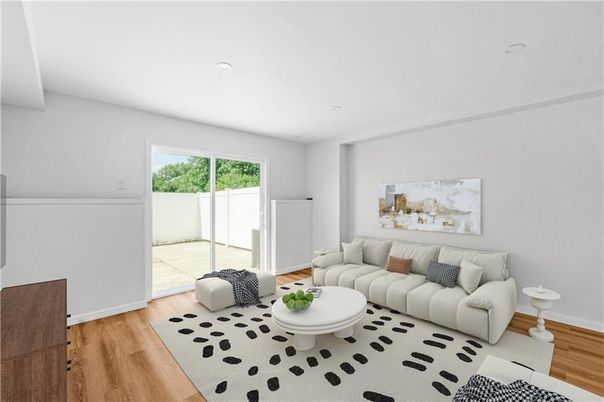 Interior, Living room, Recessed Lighting, Wood Texture Flooring