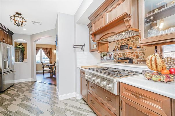 Dining room, Interior, Kitchen, Marble, Recessed Lighting, Stainless Steel Appliances