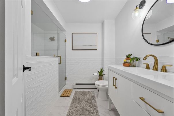Bathroom, Dual Sink Vanities, Glass Shower, Interior, Marble