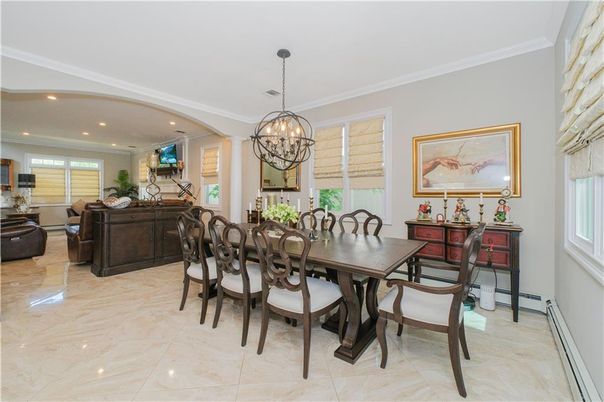 Chandelier, Dining room, Interior, Living room, Recessed Lighting