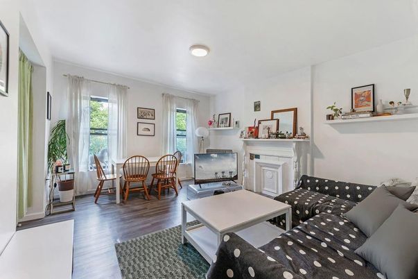 Dining room, Fireplace, Interior, Living room, Wood Texture Flooring