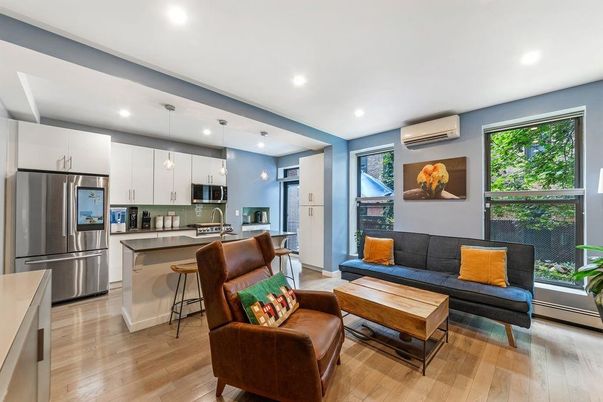 Interior, Kitchen, Living room, Pendant Lights, Recessed Lighting, Stainless Steel Appliances, Wood Texture Flooring